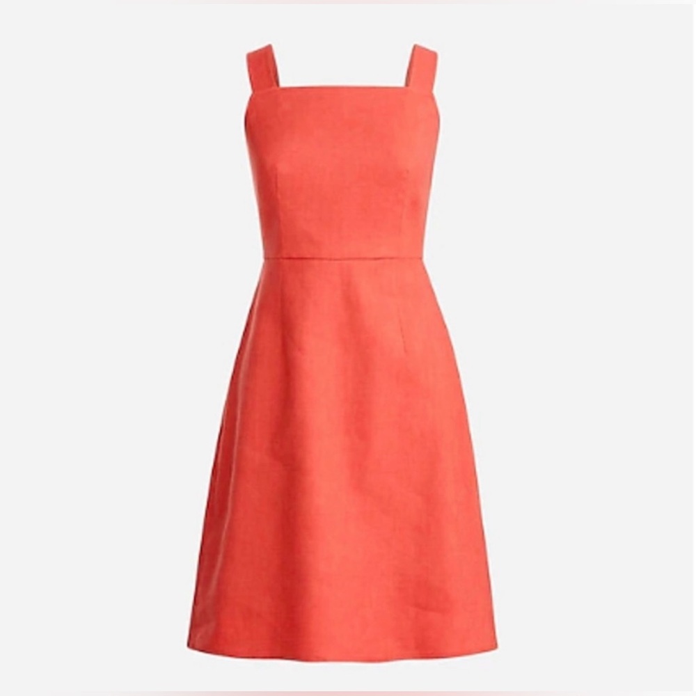 J. Crew Squareneck A-line dress in stretch linen blend
